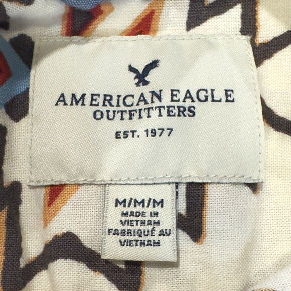American Eagle Classic Fit Aztec Southwestern Print Half Button Up Shirt Medium - Picture 3 of 9